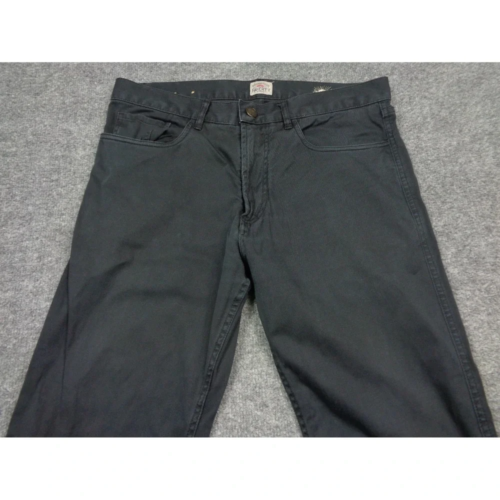 Faherty Stretch Terry Pants Mens 32x30 Washed Blue Slim Straight 5 Pocket